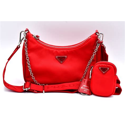 sac prada noir et rouge|Prada Sac Boston medium en Re.